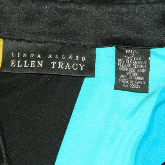 3 for/$30 Linda Allard Ellen Tracy Vintage Striped 100% Silk Blouse Size 12P - Picture 10 of 11